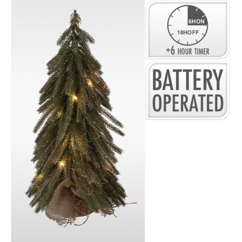 ALBERO NATALE BASE LEGNO 20 LED H.35